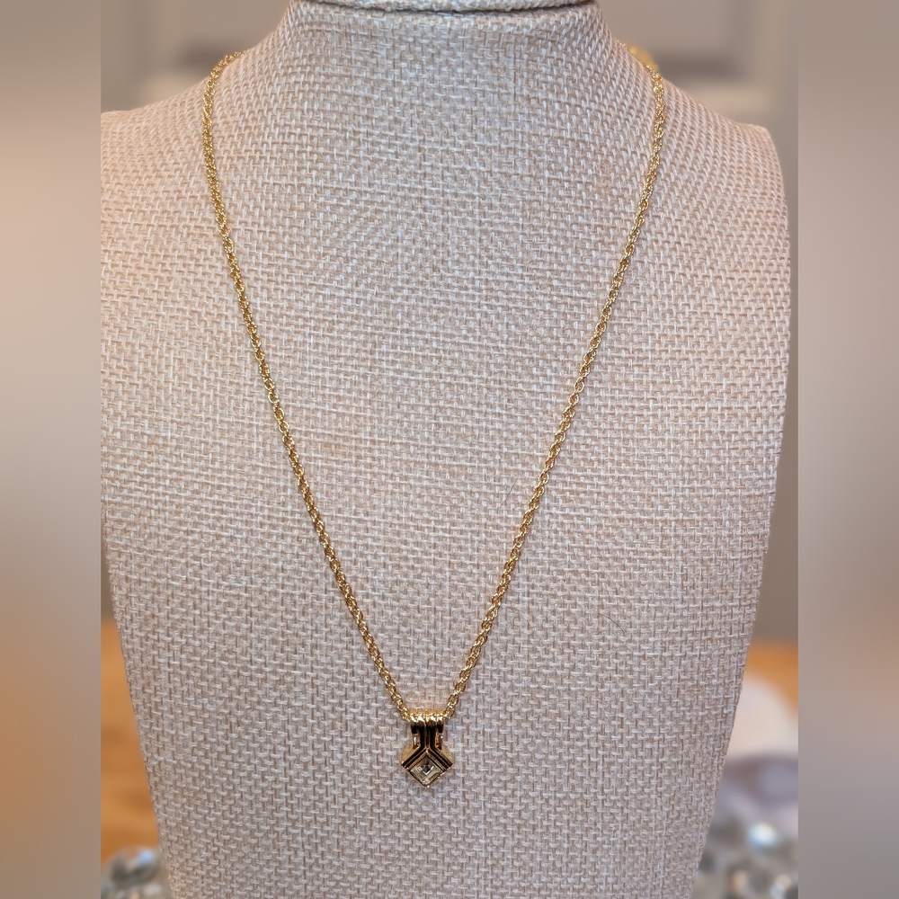 Nina Ricci Gold Plated Geometric Pendant Necklace NWT - Picture 3 of 6